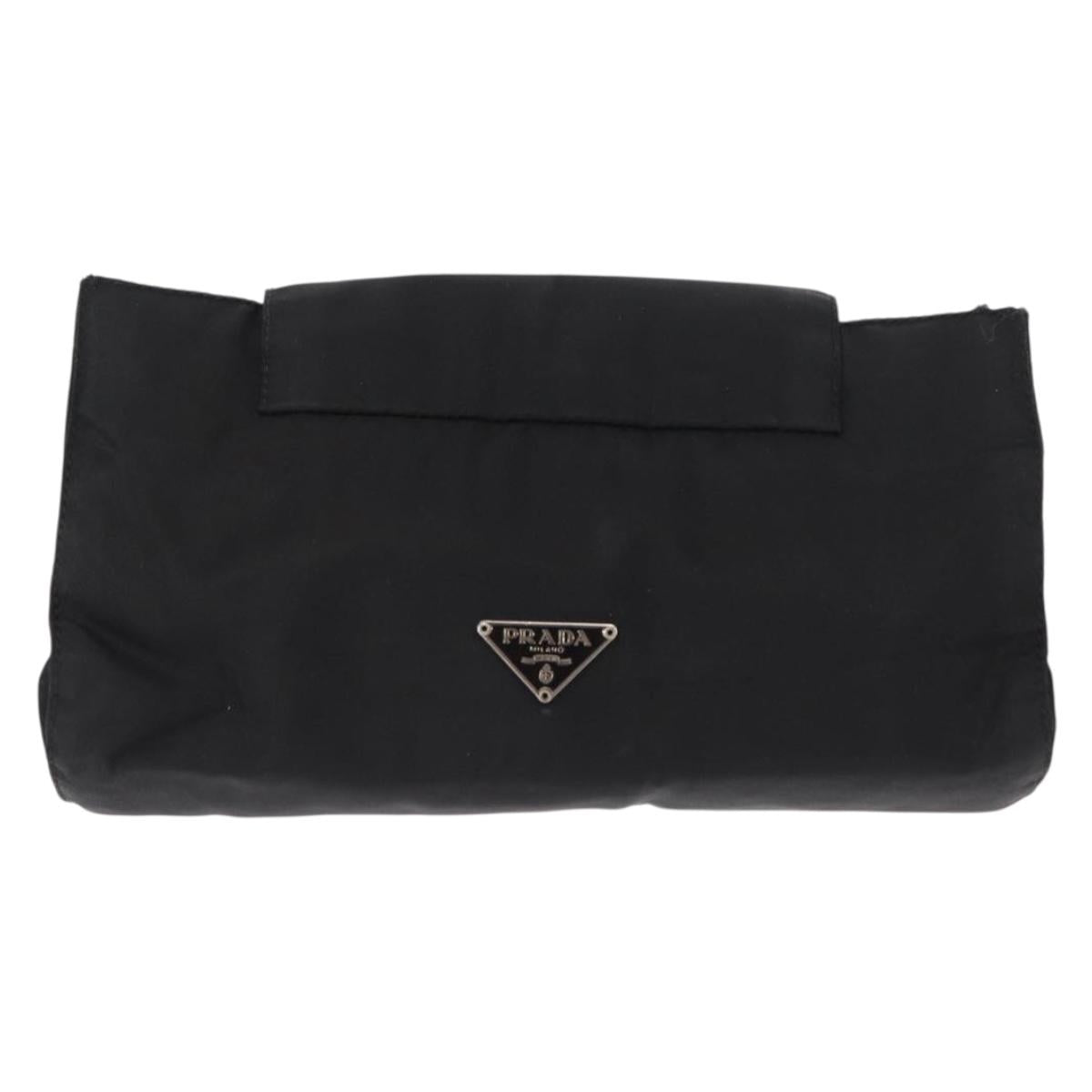 PRADA Pouch Nylon Black Auth 165499
