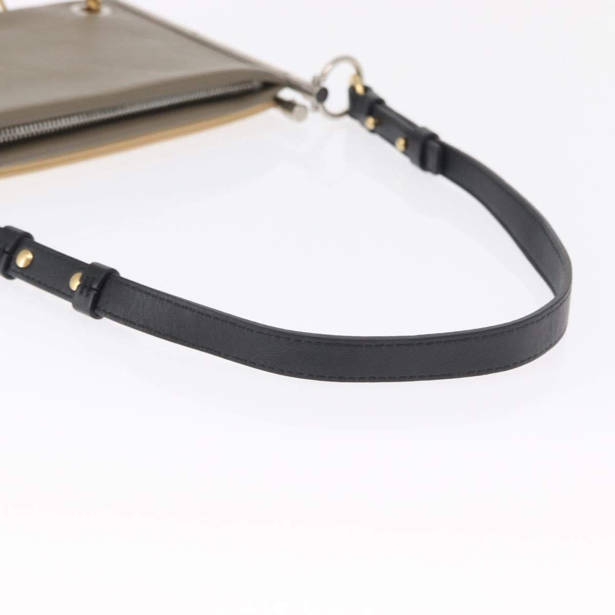 Chloe Roy Double Clutch Shoulder Bag Leather Gray Silver Auth 165505