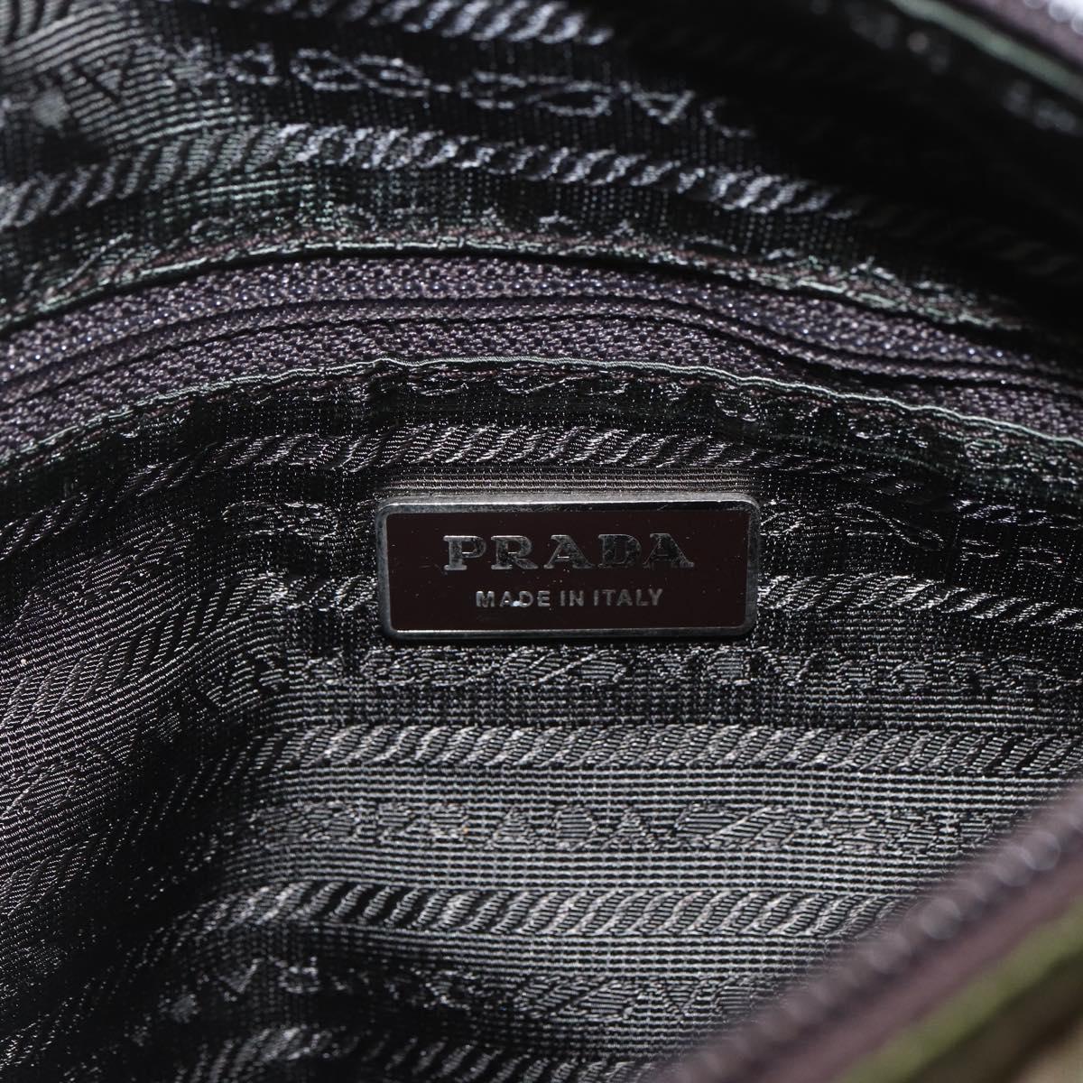 PRADA Shoulder Bag Nylon Khaki Silver Auth 165507