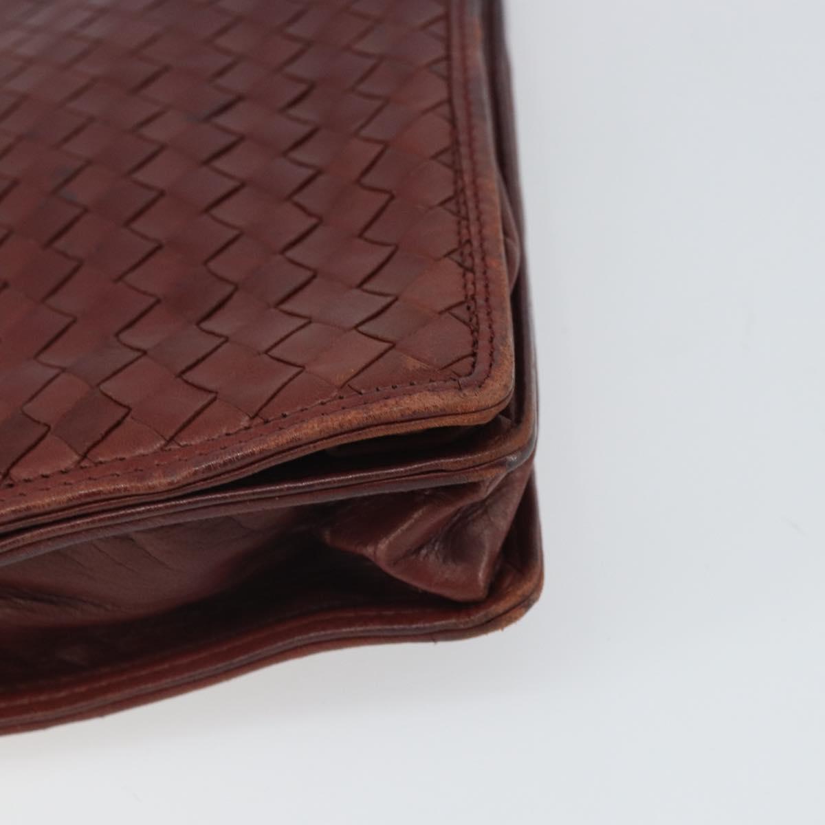 BOTTEGA VENETA INTRECCIATO Clutch Bag Leather Bordeaux Auth 165509