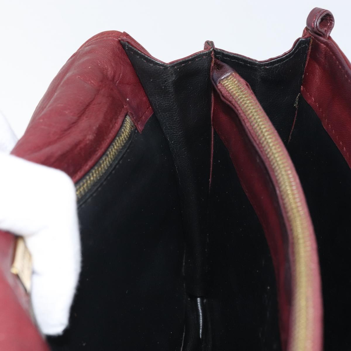 BOTTEGA VENETA INTRECCIATO Clutch Bag Leather Bordeaux Auth 165509