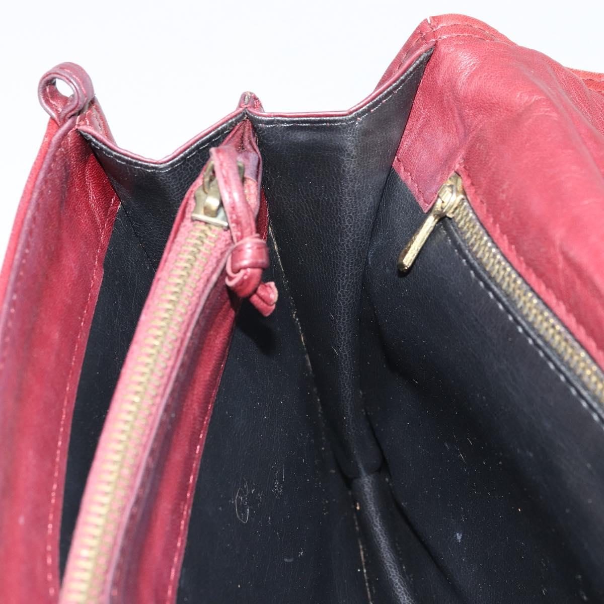 BOTTEGA VENETA INTRECCIATO Clutch Bag Leather Bordeaux Auth 165509