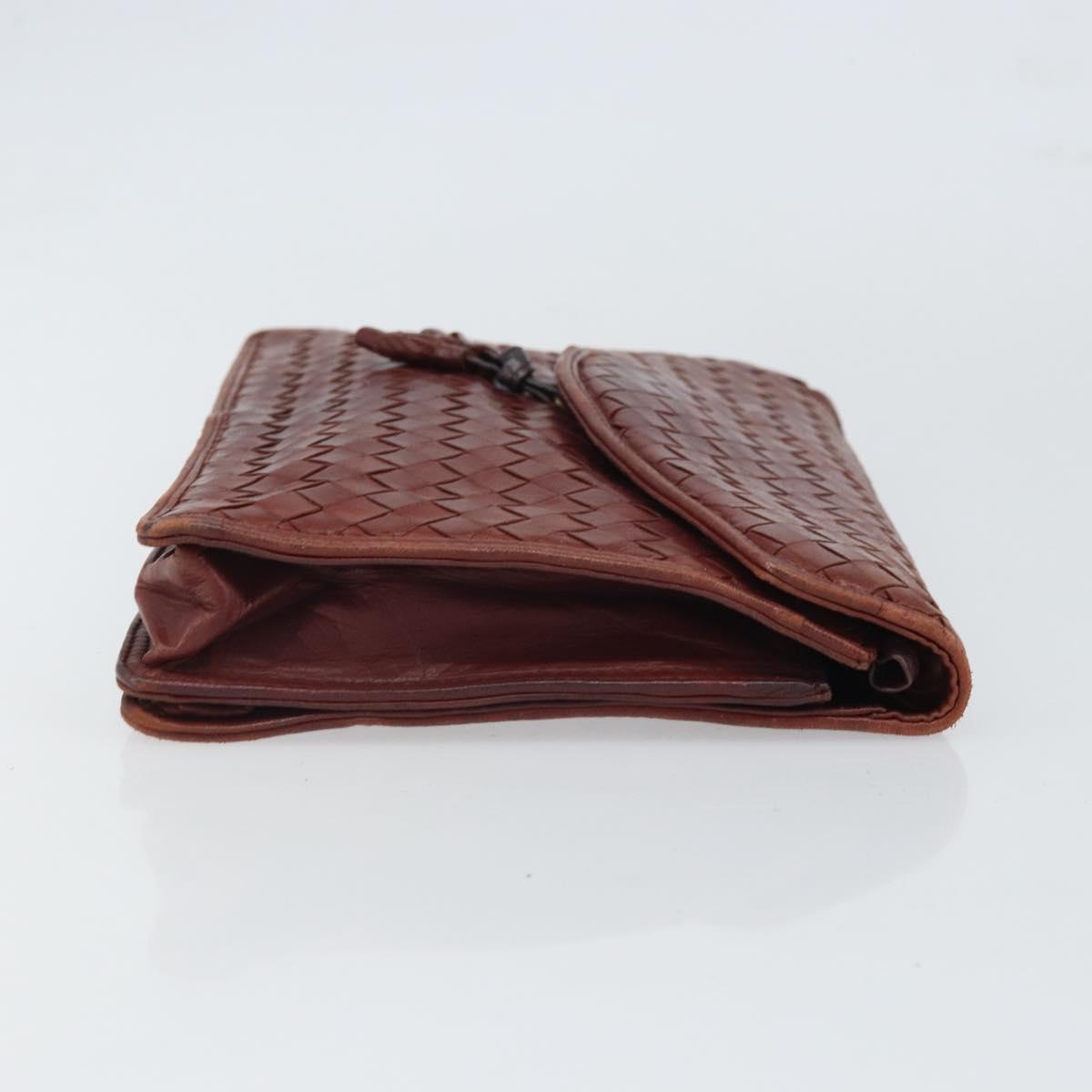 BOTTEGA VENETA INTRECCIATO Clutch Bag Leather Bordeaux Auth 165509