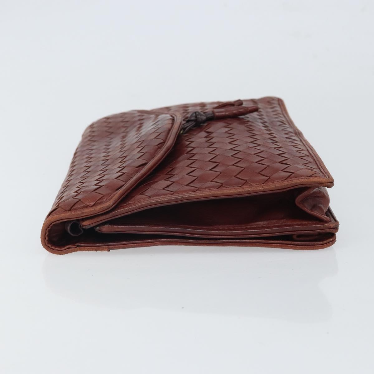 BOTTEGA VENETA INTRECCIATO Clutch Bag Leather Bordeaux Auth 165509