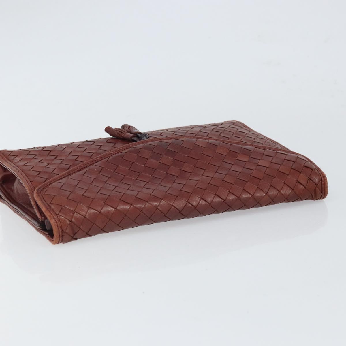 BOTTEGA VENETA INTRECCIATO Clutch Bag Leather Bordeaux Auth 165509