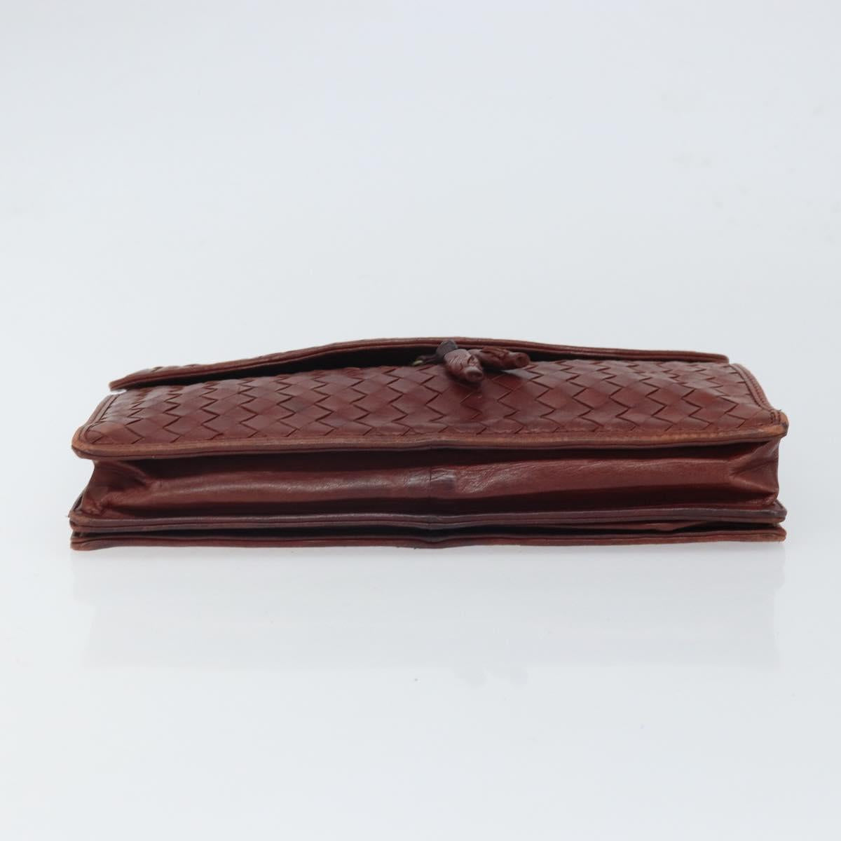 BOTTEGA VENETA INTRECCIATO Clutch Bag Leather Bordeaux Auth 165509