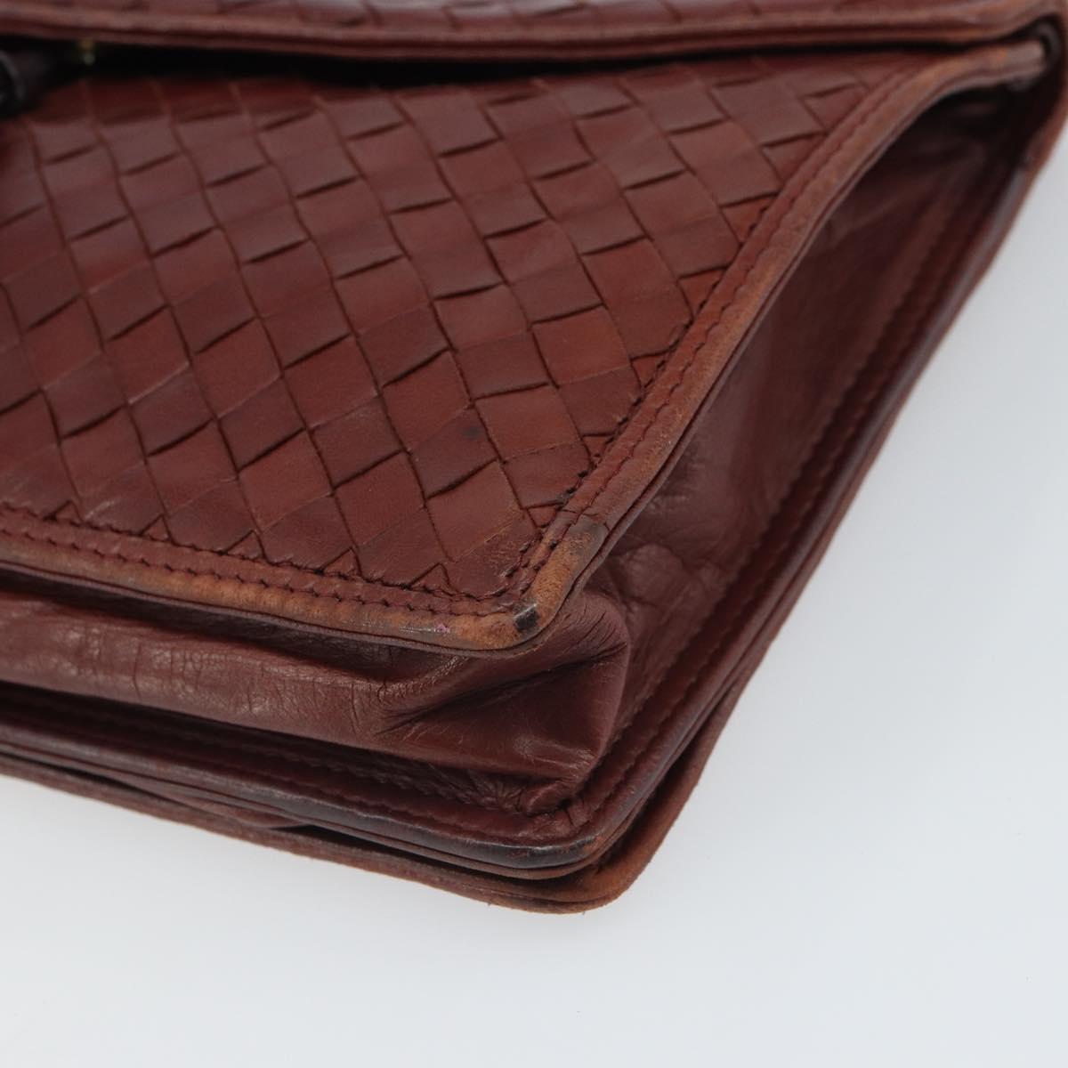 BOTTEGA VENETA INTRECCIATO Clutch Bag Leather Bordeaux Auth 165509