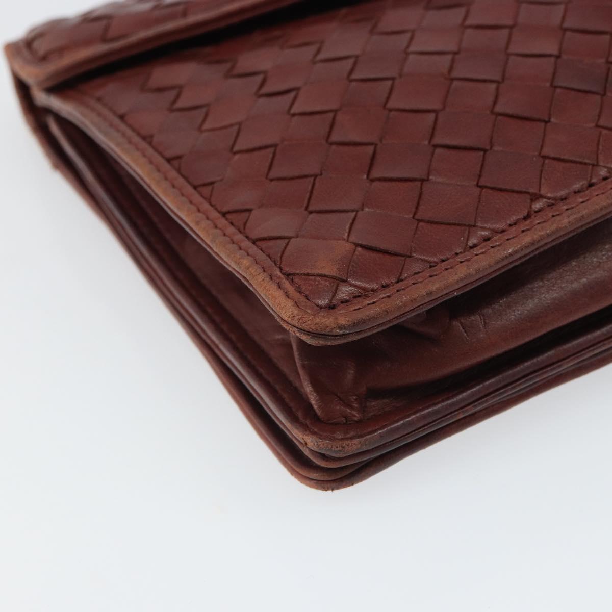 BOTTEGA VENETA INTRECCIATO Clutch Bag Leather Bordeaux Auth 165509