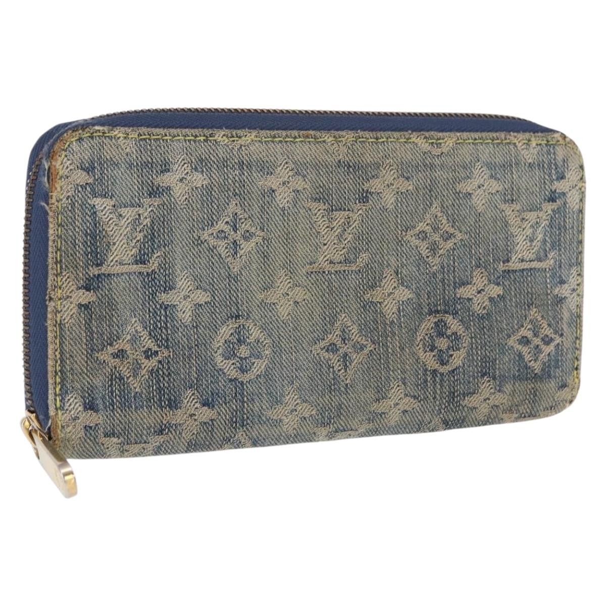 LOUIS VUITTON Monogram Denim Zippy Wallet Blue M95342 LV Auth 165510