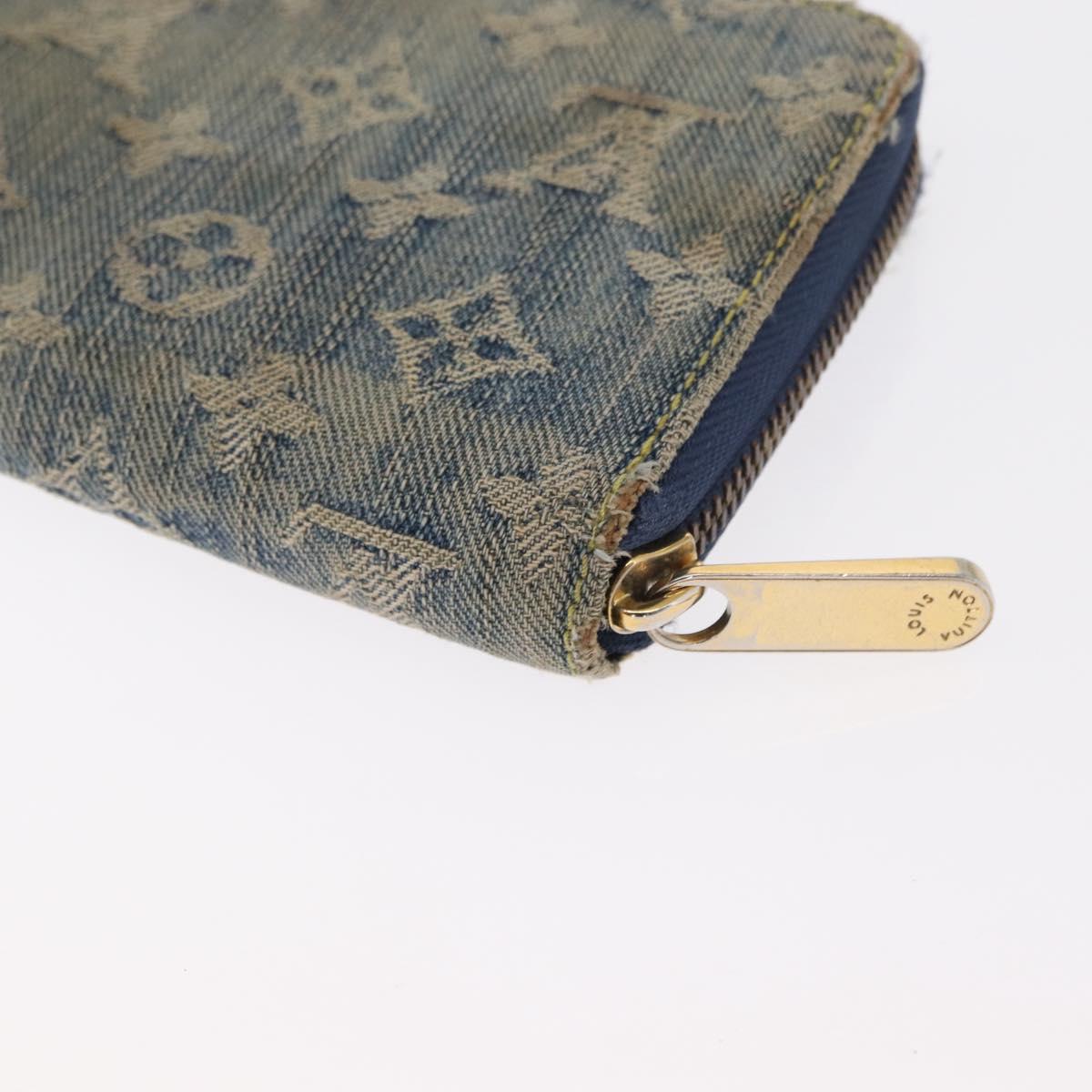 LOUIS VUITTON Monogram Denim Zippy Wallet Blue M95342 LV Auth 165510