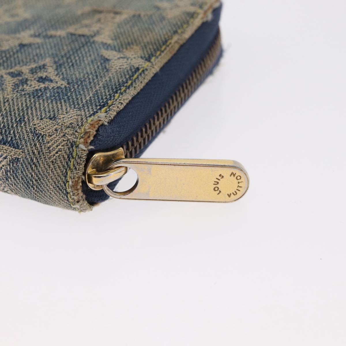 LOUIS VUITTON Monogram Denim Zippy Wallet Blue M95342 LV Auth 165510