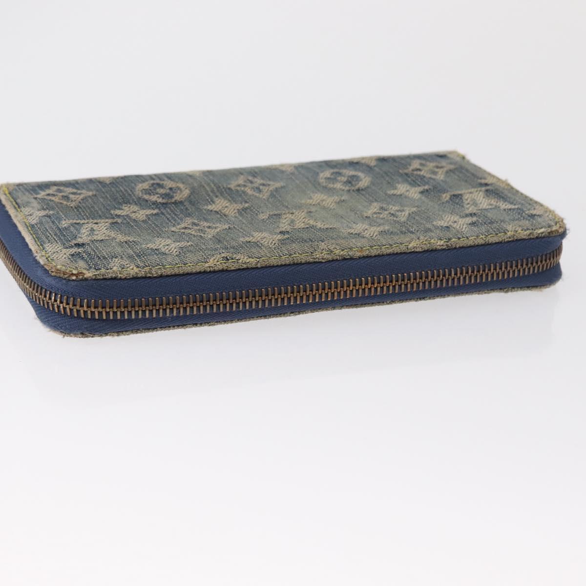 LOUIS VUITTON Monogram Denim Zippy Wallet Blue M95342 LV Auth 165510