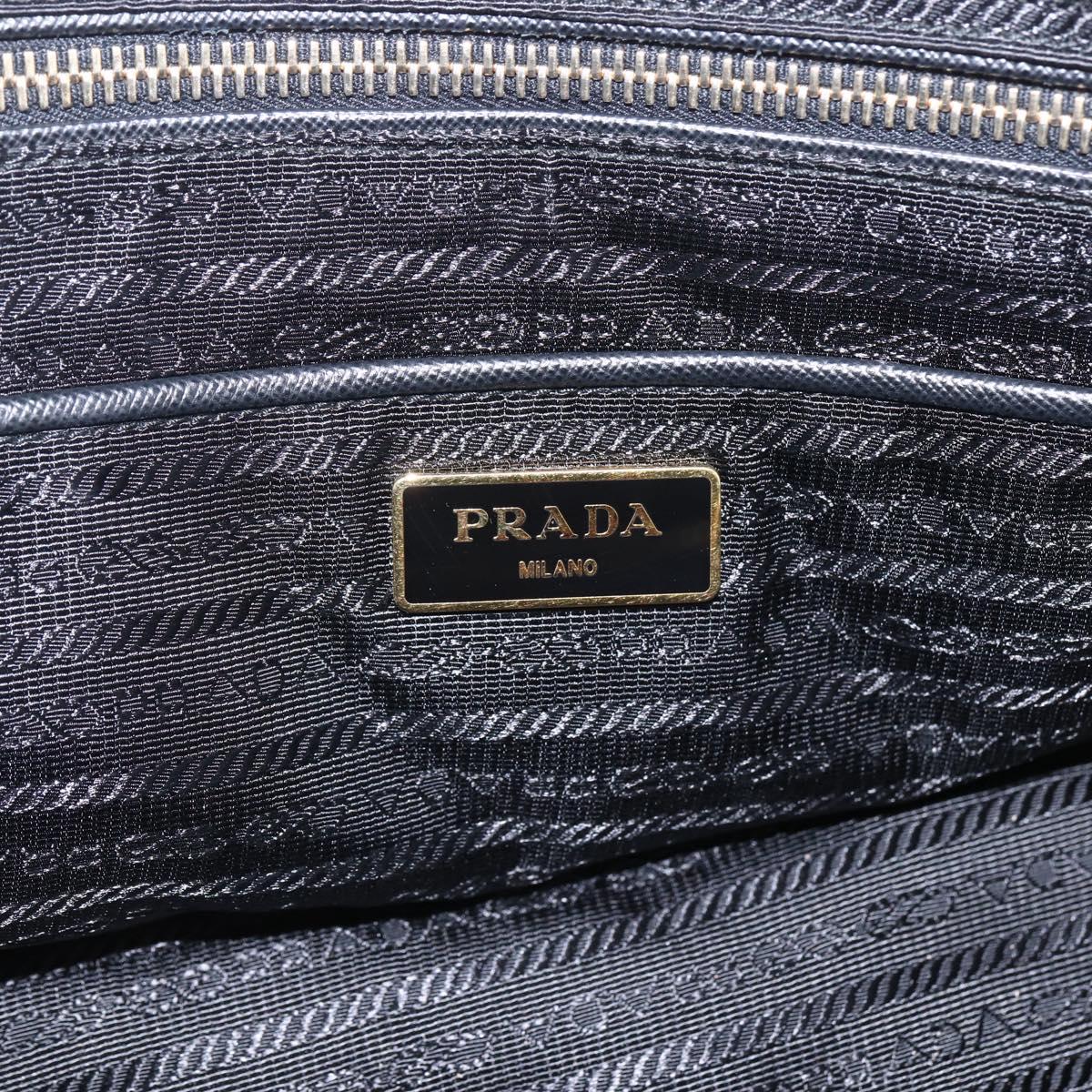 PRADA Chain Shoulder Bag Nylon Blue Gold Auth 165511