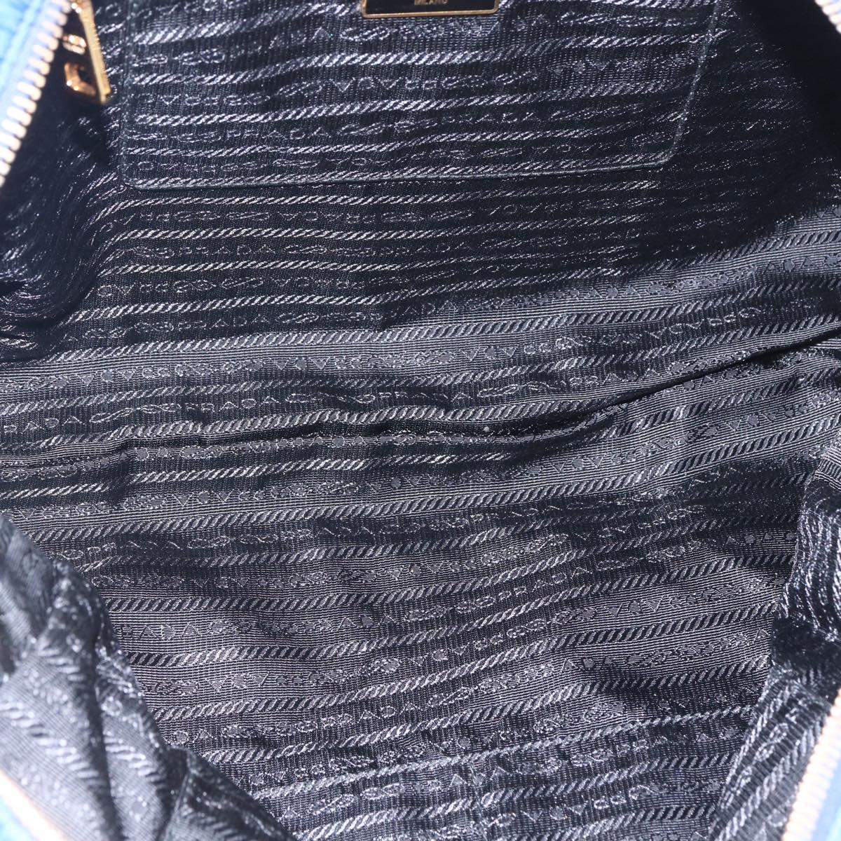 PRADA Chain Shoulder Bag Nylon Blue Gold Auth 165511