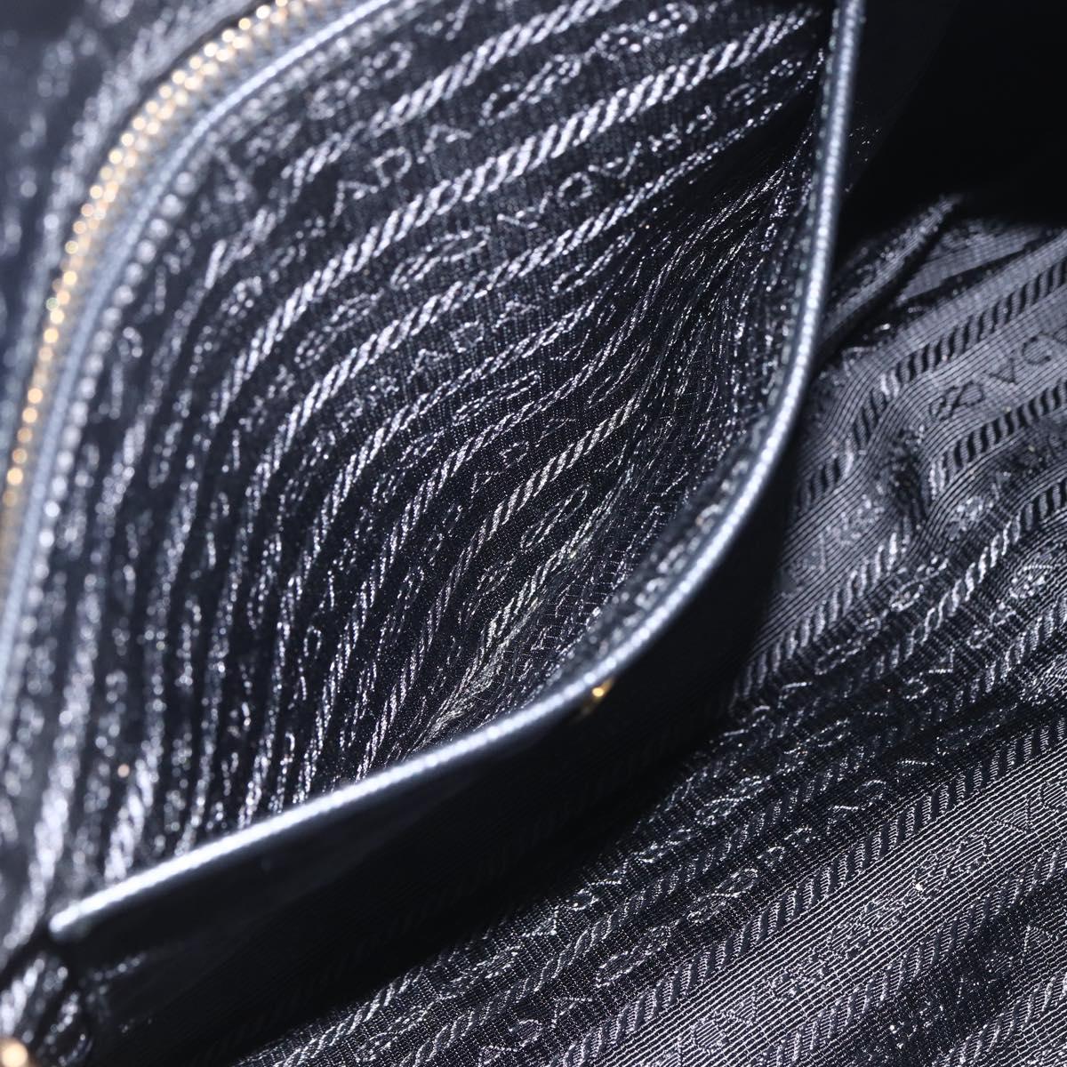 PRADA Chain Shoulder Bag Nylon Blue Gold Auth 165511