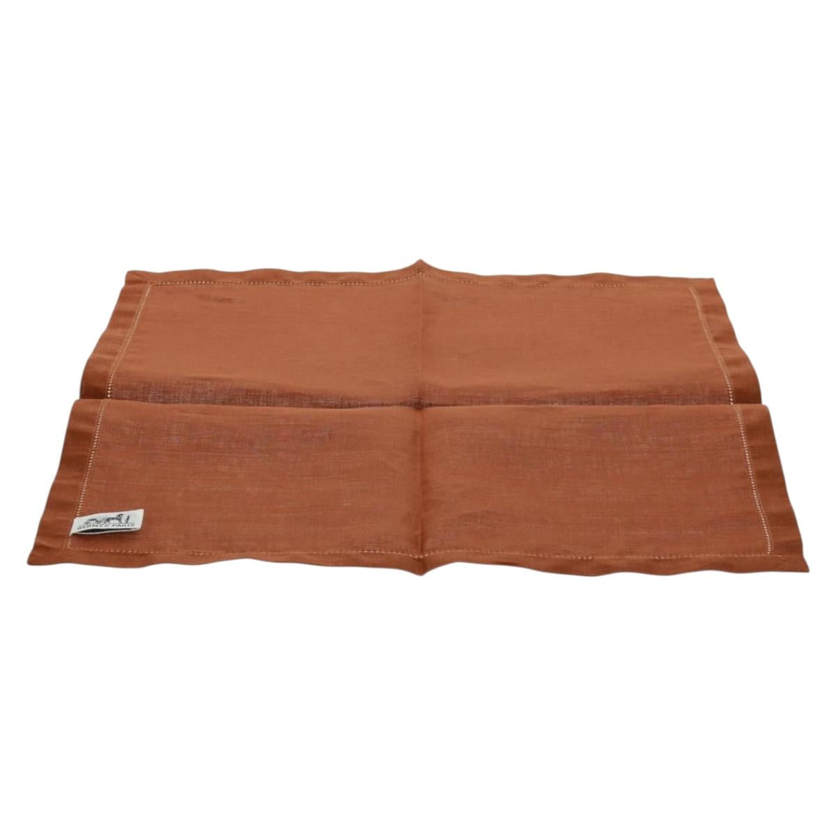 HERMES Place Mat Canvas Brown Auth 165512M