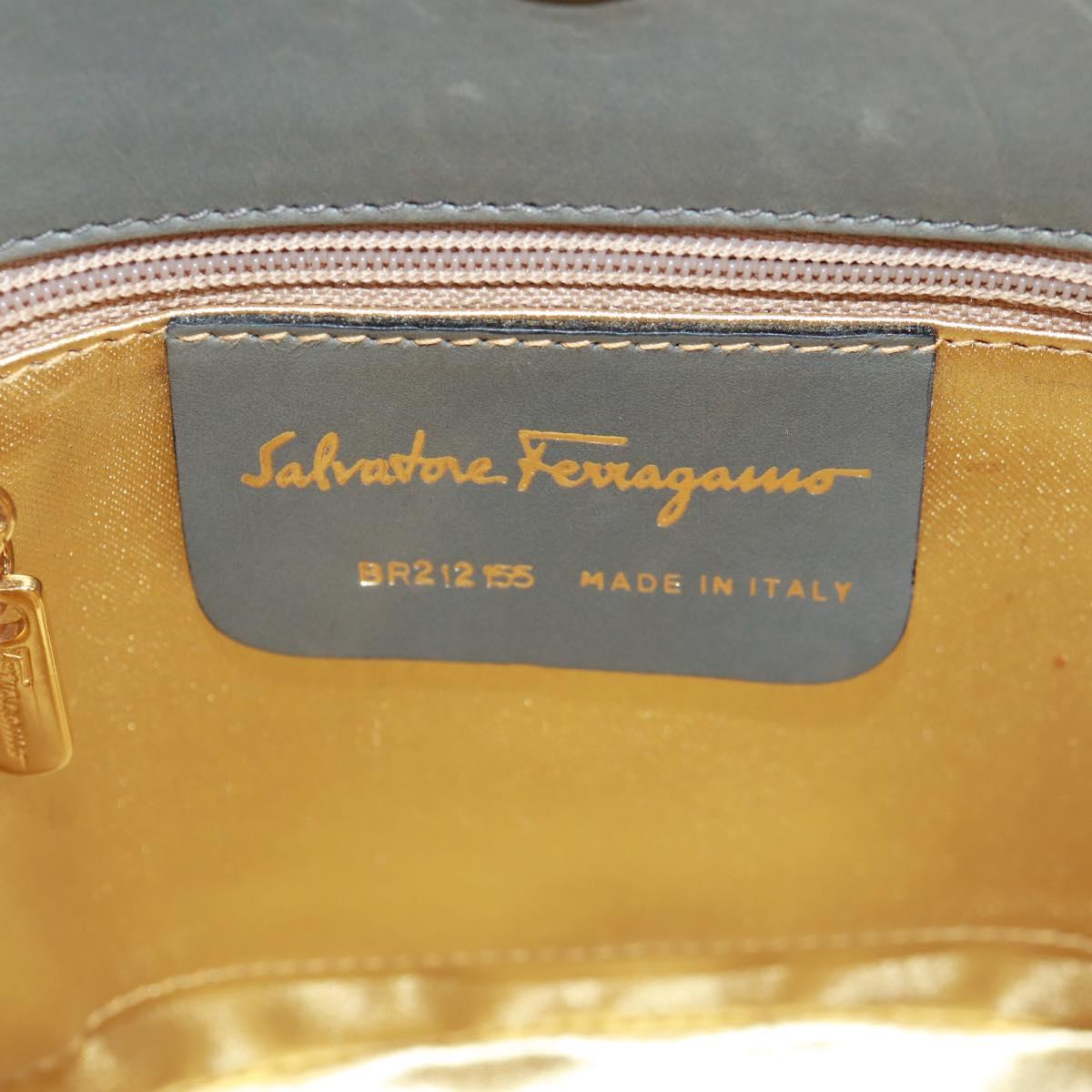 Salvatore Ferragamo Shoulder Bag Leather Gray Gold Auth 165516V