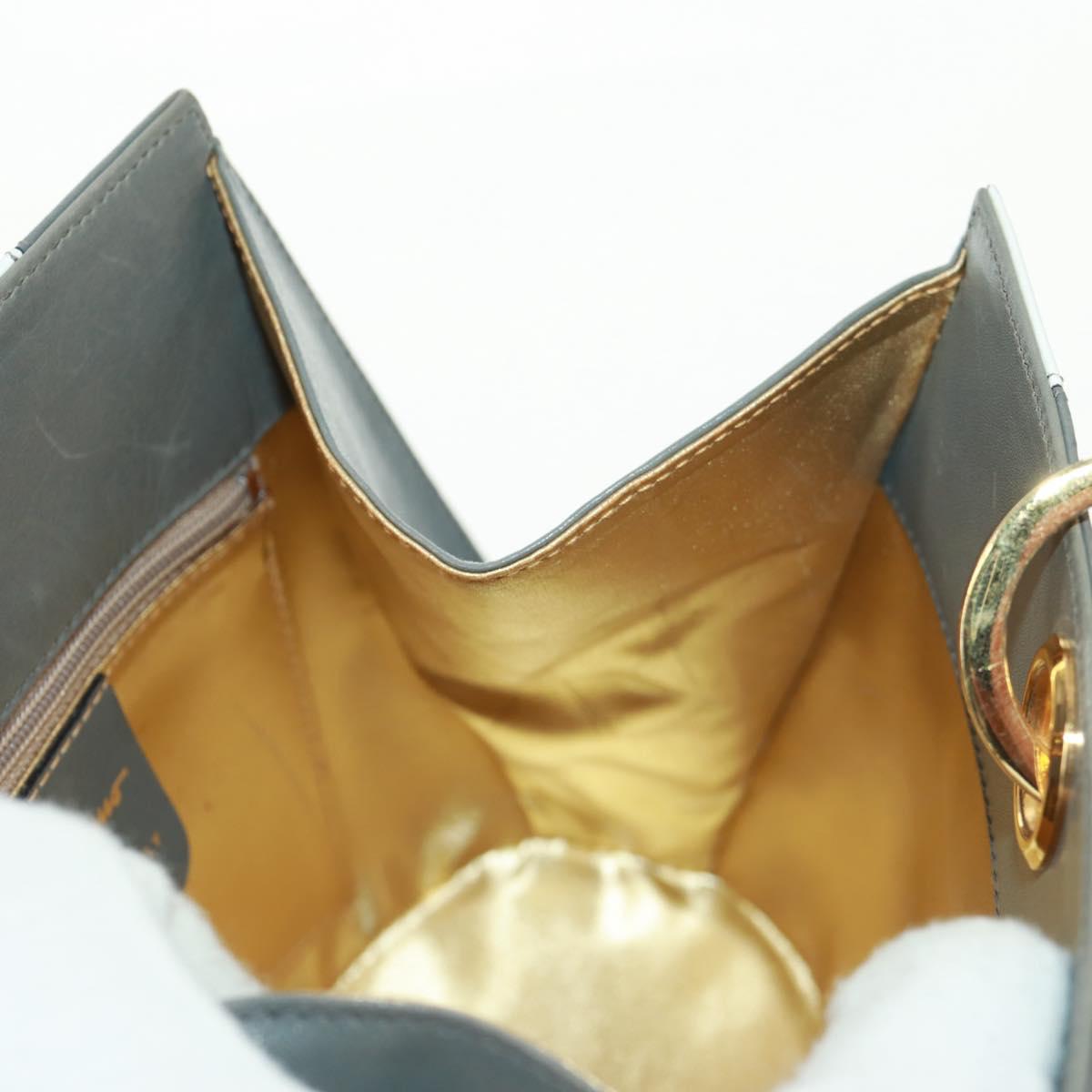 Salvatore Ferragamo Shoulder Bag Leather Gray Gold Auth 165516V