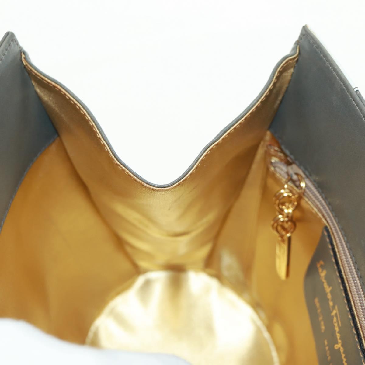 Salvatore Ferragamo Shoulder Bag Leather Gray Gold Auth 165516V