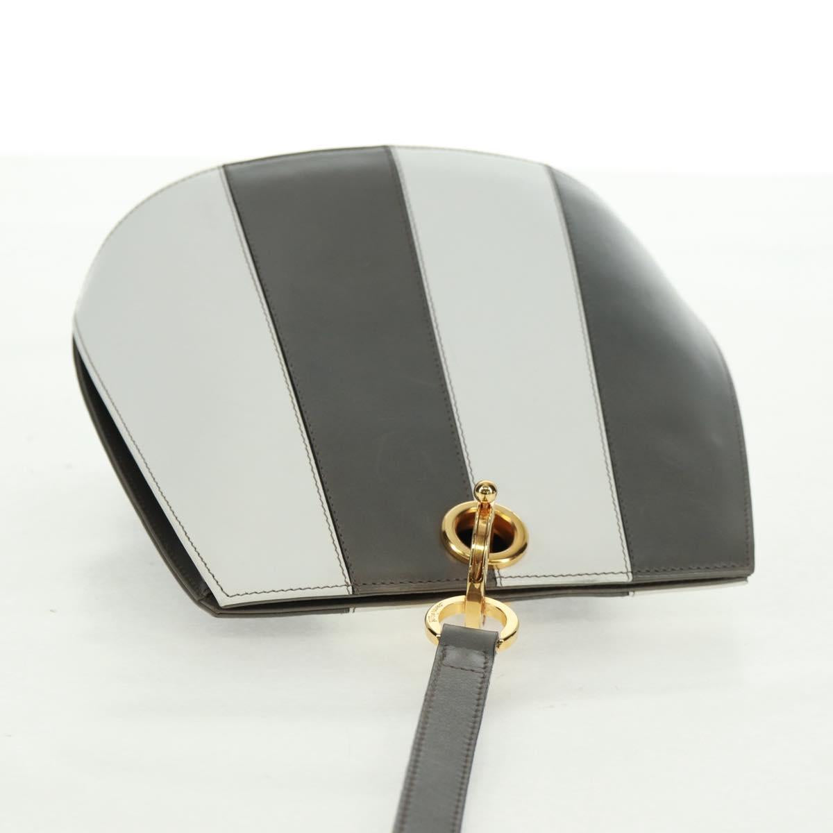 Salvatore Ferragamo Shoulder Bag Leather Gray Gold Auth 165516V