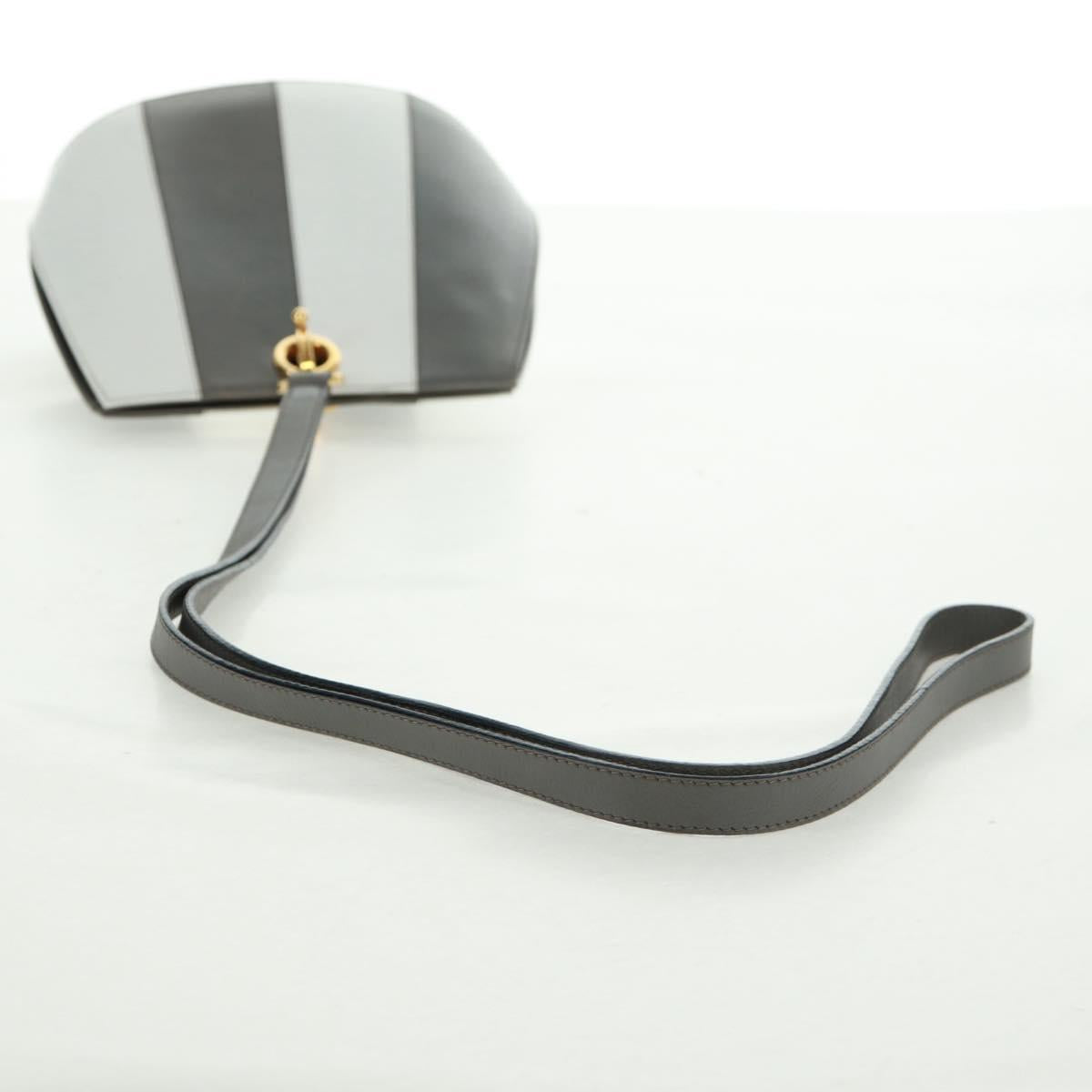 Salvatore Ferragamo Shoulder Bag Leather Gray Gold Auth 165516V