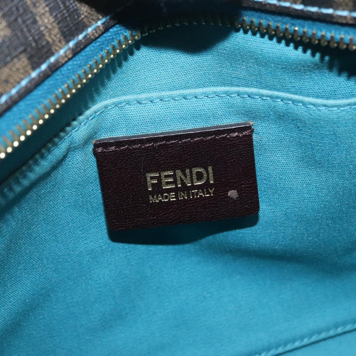 FENDI Zucca Canvas Hand Bag Black Brown Auth 165523