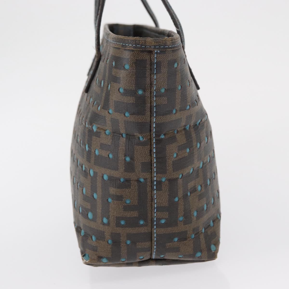 FENDI Zucca Canvas Hand Bag Black Brown Auth 165523