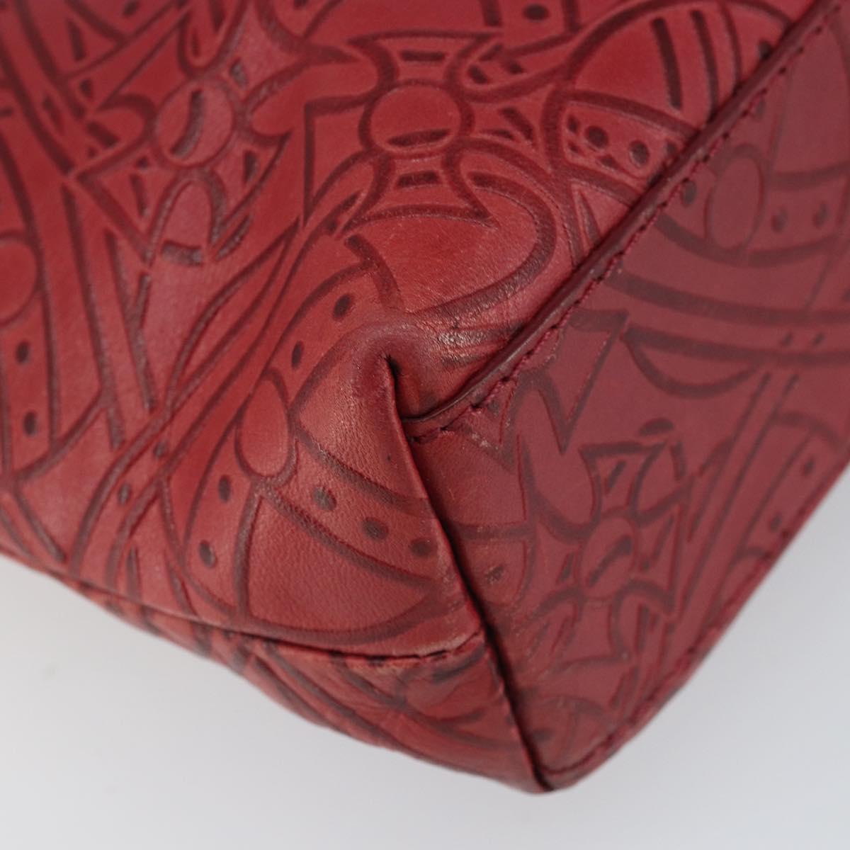 Vivienne Westwood Shoulder Bag Leather Red Silver Auth 165536
