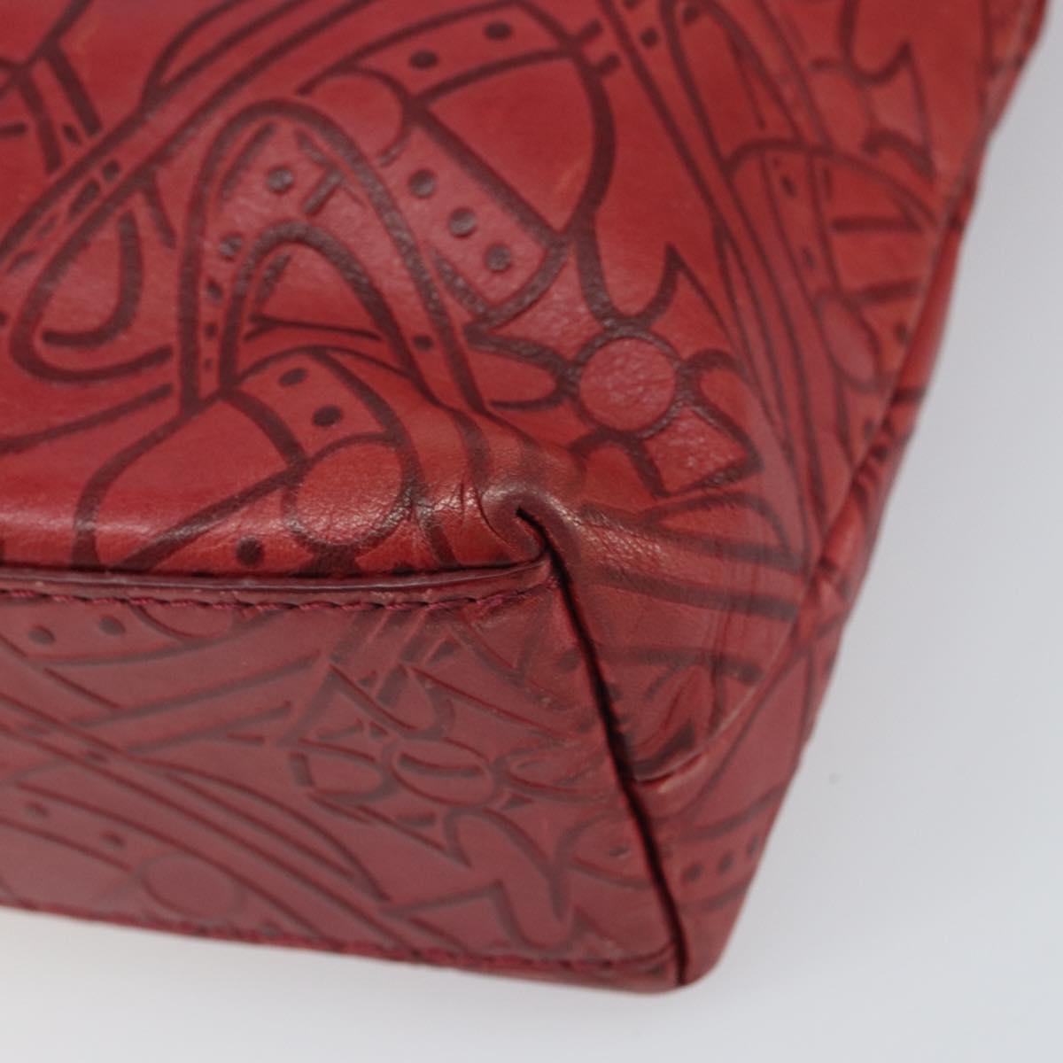 Vivienne Westwood Shoulder Bag Leather Red Silver Auth 165536