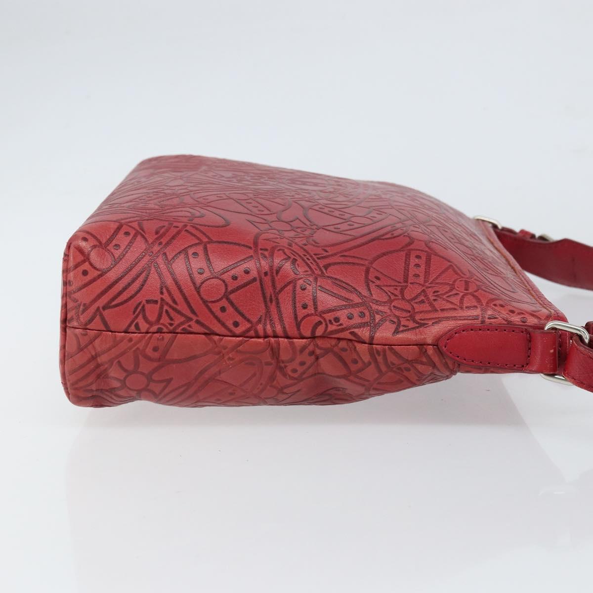 Vivienne Westwood Shoulder Bag Leather Red Silver Auth 165536