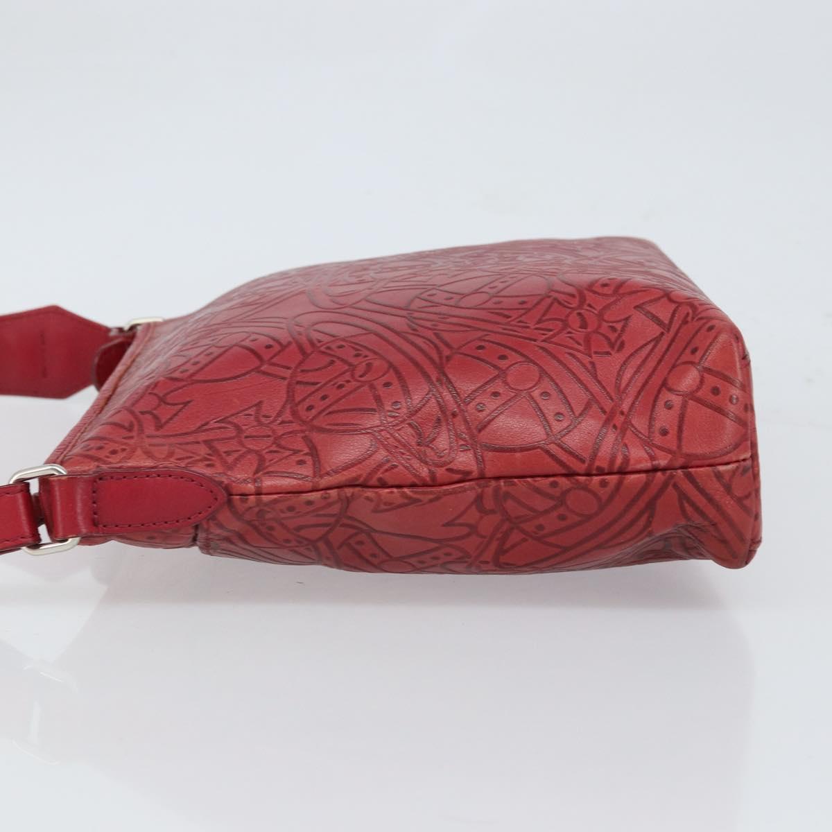 Vivienne Westwood Shoulder Bag Leather Red Silver Auth 165536