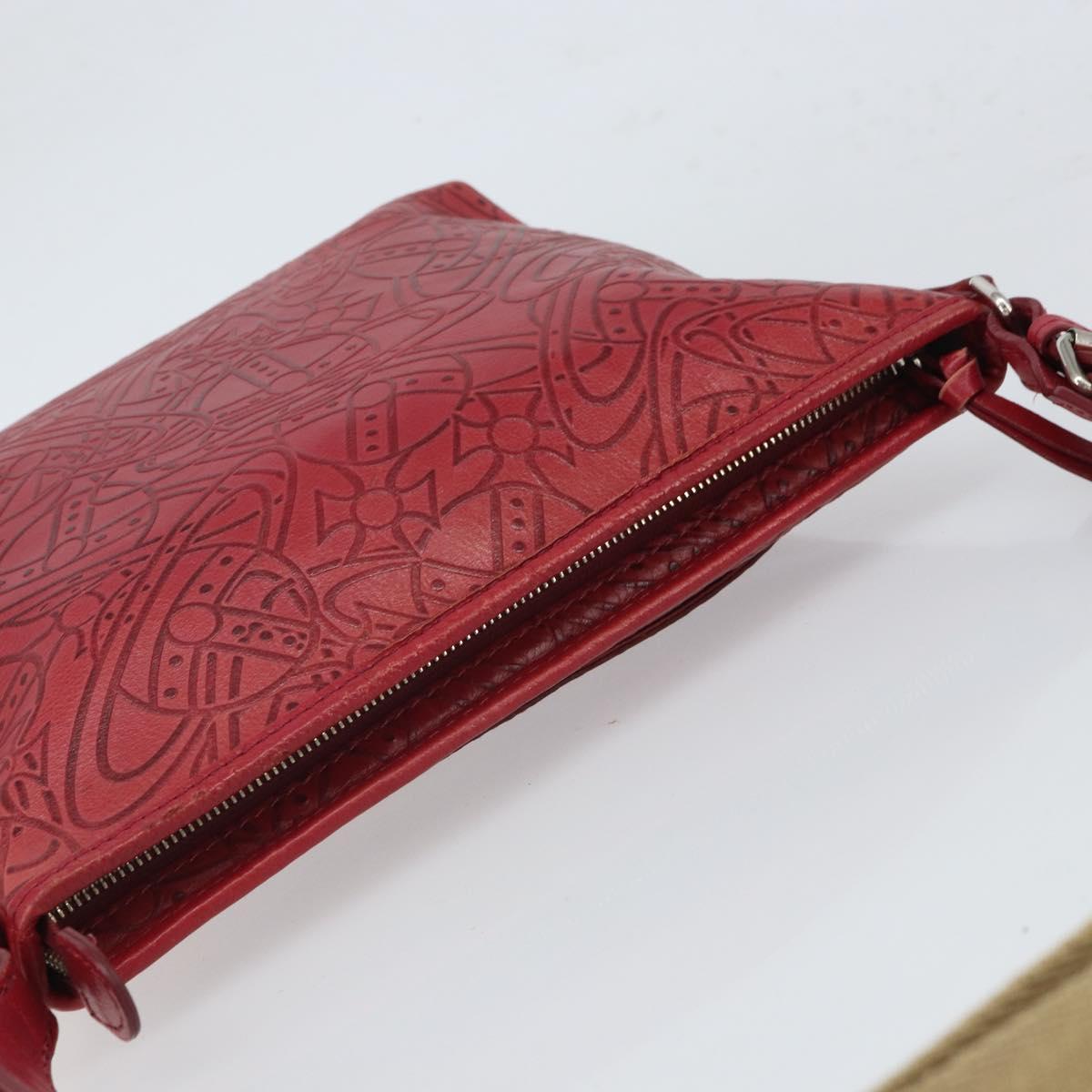 Vivienne Westwood Shoulder Bag Leather Red Silver Auth 165536
