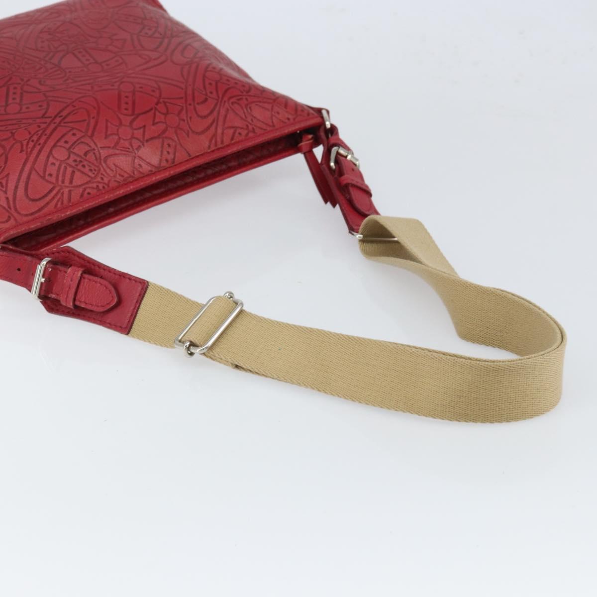 Vivienne Westwood Shoulder Bag Leather Red Silver Auth 165536
