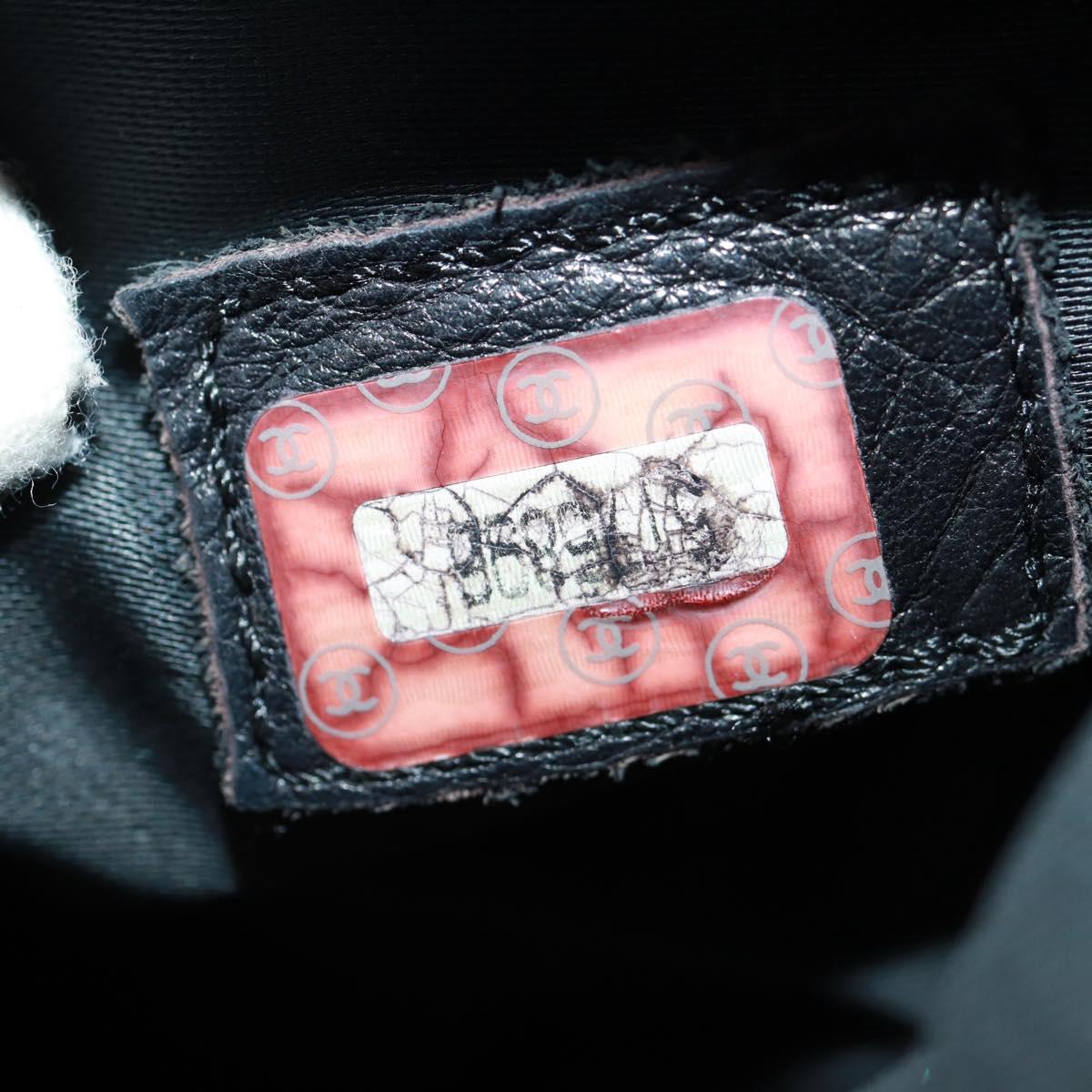 CHANEL Chain Shoulder Bag Caviar Skin Black Gold CC Auth 165539V