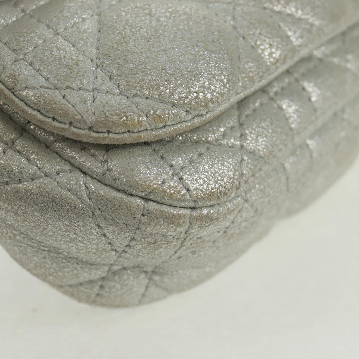 Christian Dior Canage Chain Shoulder Bag Suede Silver Auth 165547V