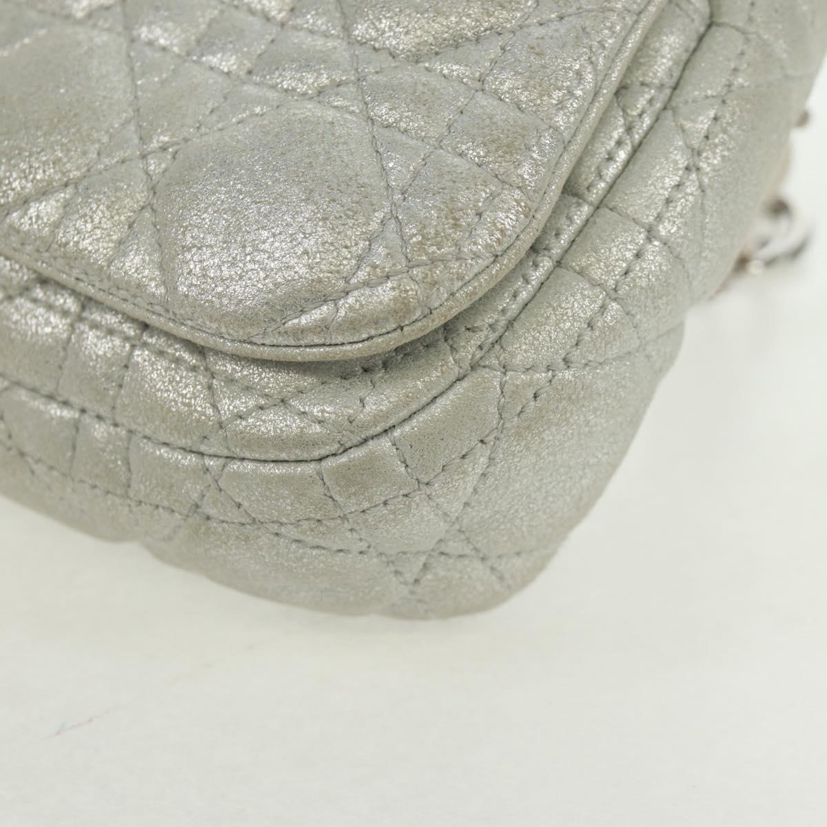 Christian Dior Canage Chain Shoulder Bag Suede Silver Auth 165547V