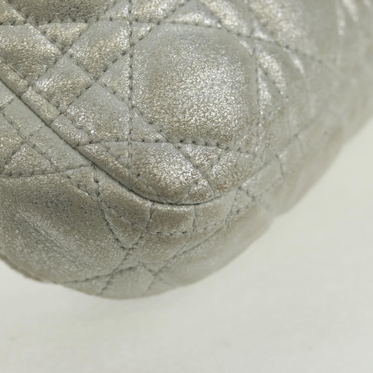 Christian Dior Canage Chain Shoulder Bag Suede Silver Auth 165547V