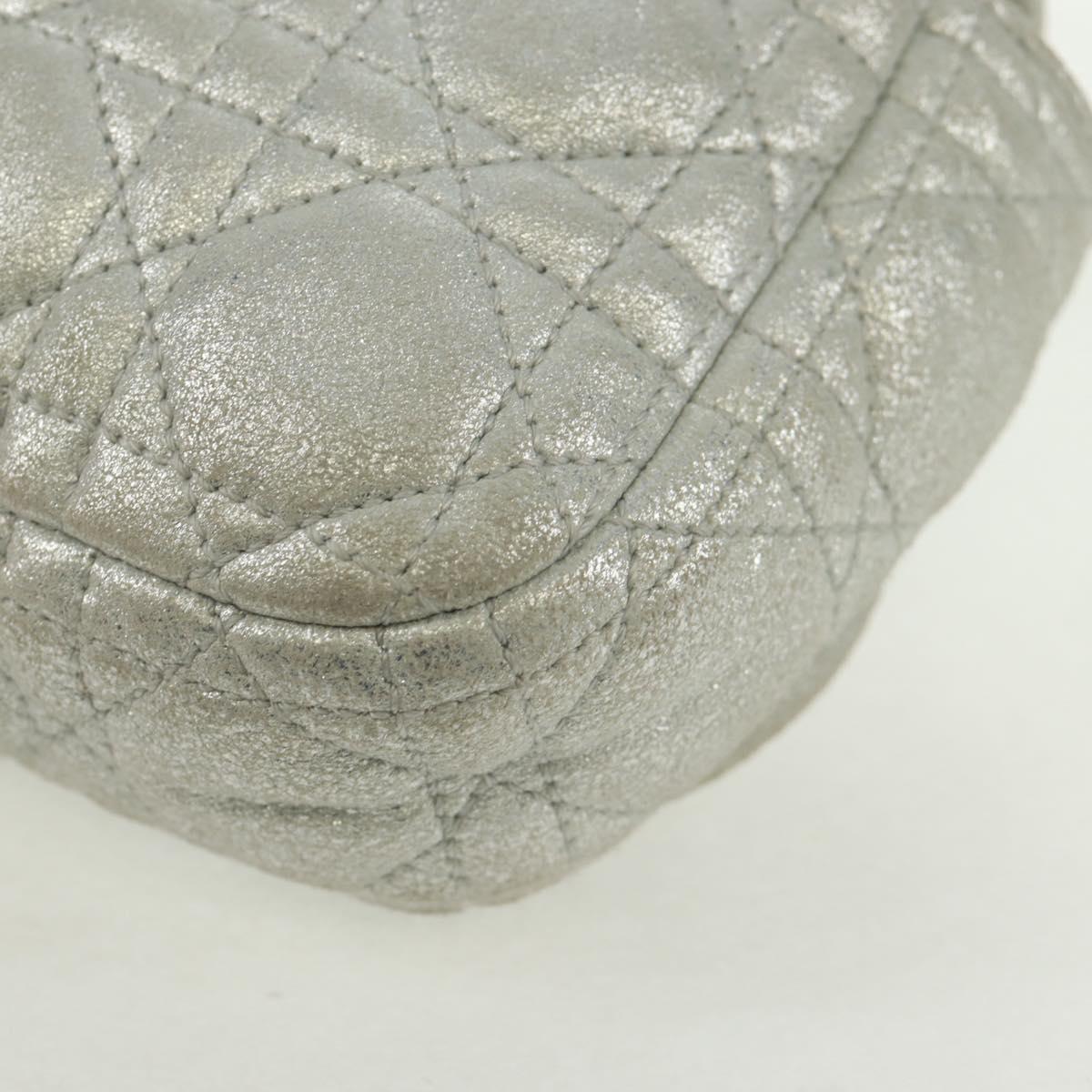 Christian Dior Canage Chain Shoulder Bag Suede Silver Auth 165547V