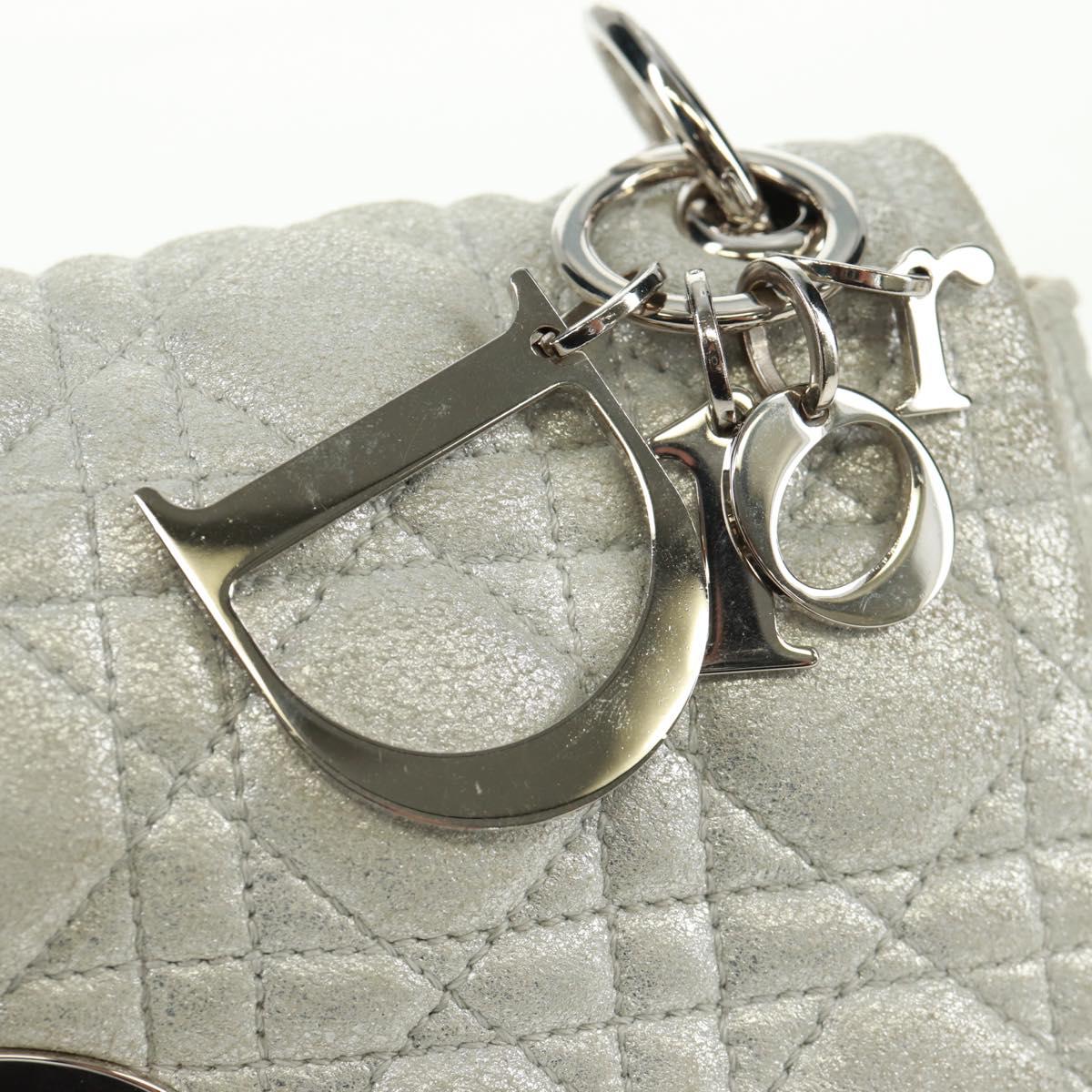 Christian Dior Canage Chain Shoulder Bag Suede Silver Auth 165547V