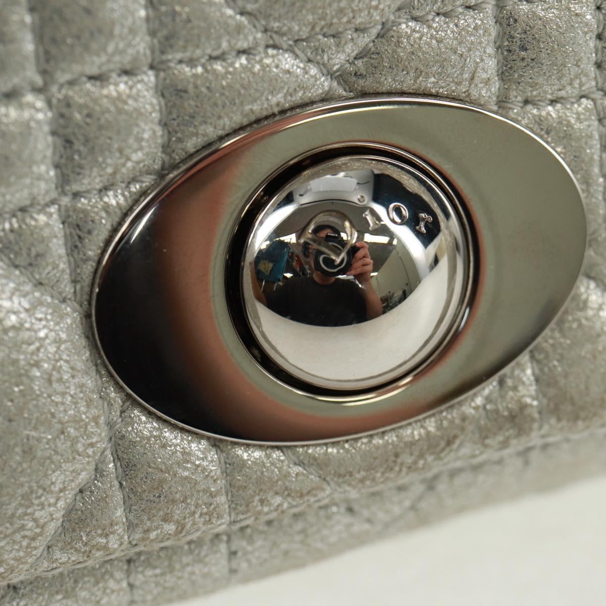 Christian Dior Canage Chain Shoulder Bag Suede Silver Auth 165547V