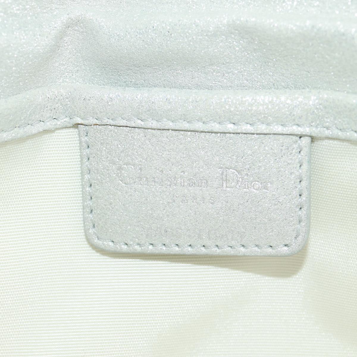 Christian Dior Canage Chain Shoulder Bag Suede Silver Auth 165547V