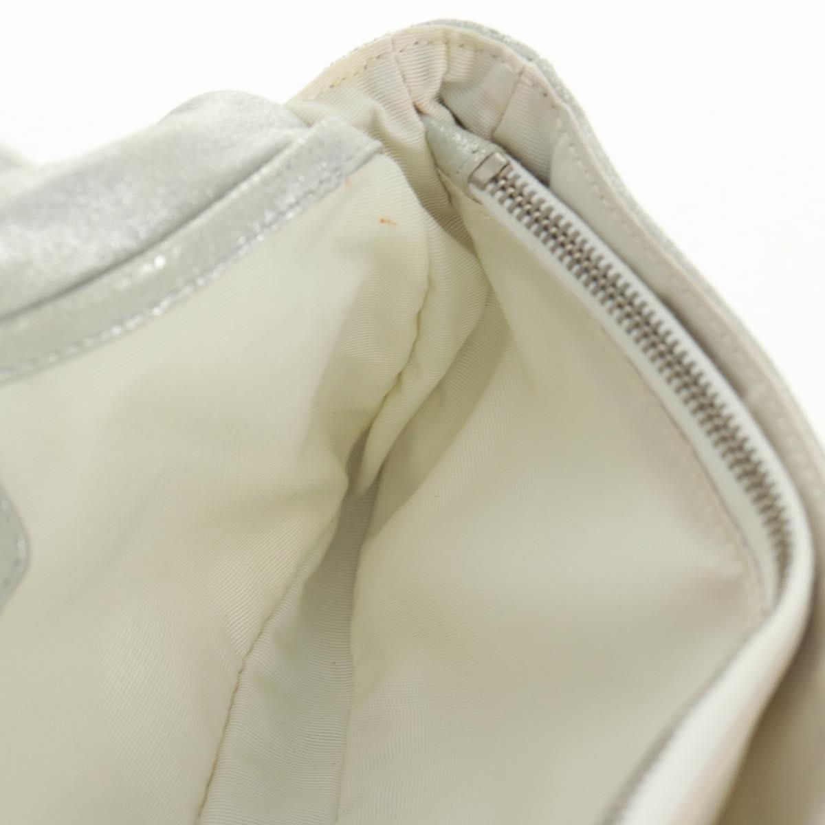 Christian Dior Canage Chain Shoulder Bag Suede Silver Auth 165547V