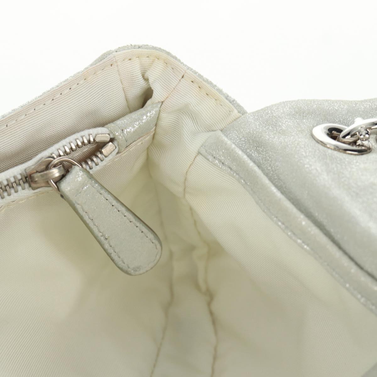 Christian Dior Canage Chain Shoulder Bag Suede Silver Auth 165547V