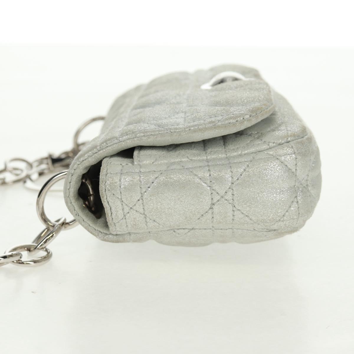 Christian Dior Canage Chain Shoulder Bag Suede Silver Auth 165547V