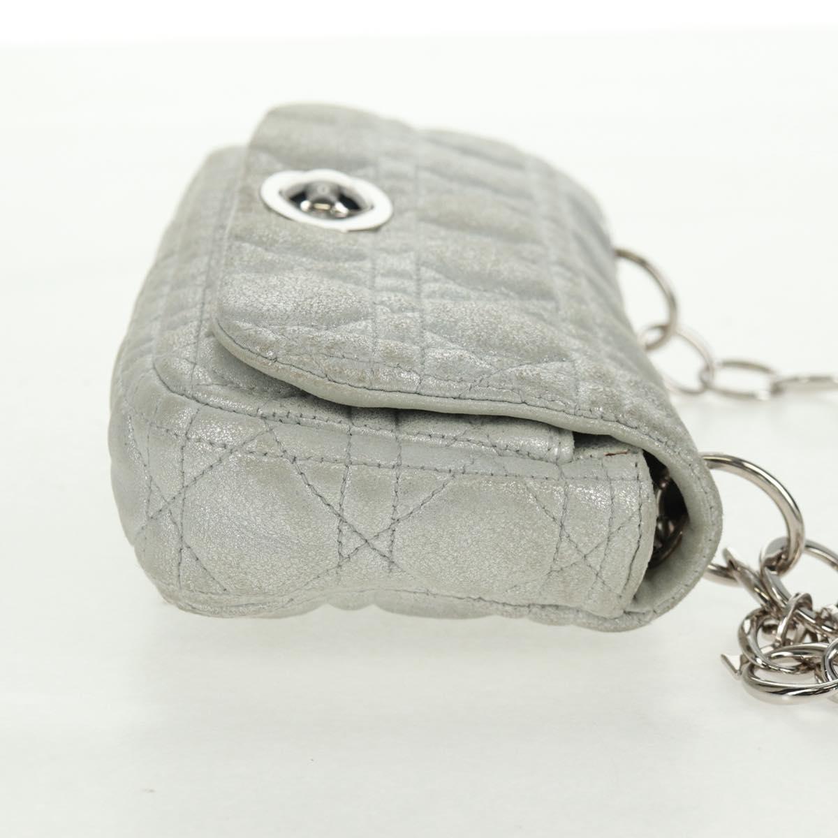 Christian Dior Canage Chain Shoulder Bag Suede Silver Auth 165547V