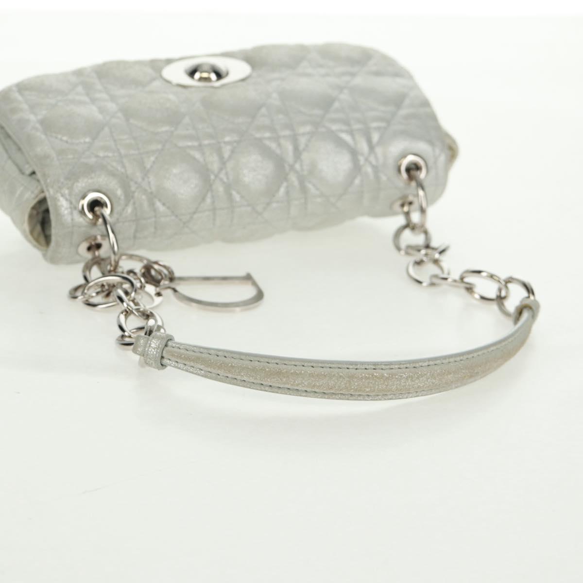 Christian Dior Canage Chain Shoulder Bag Suede Silver Auth 165547V