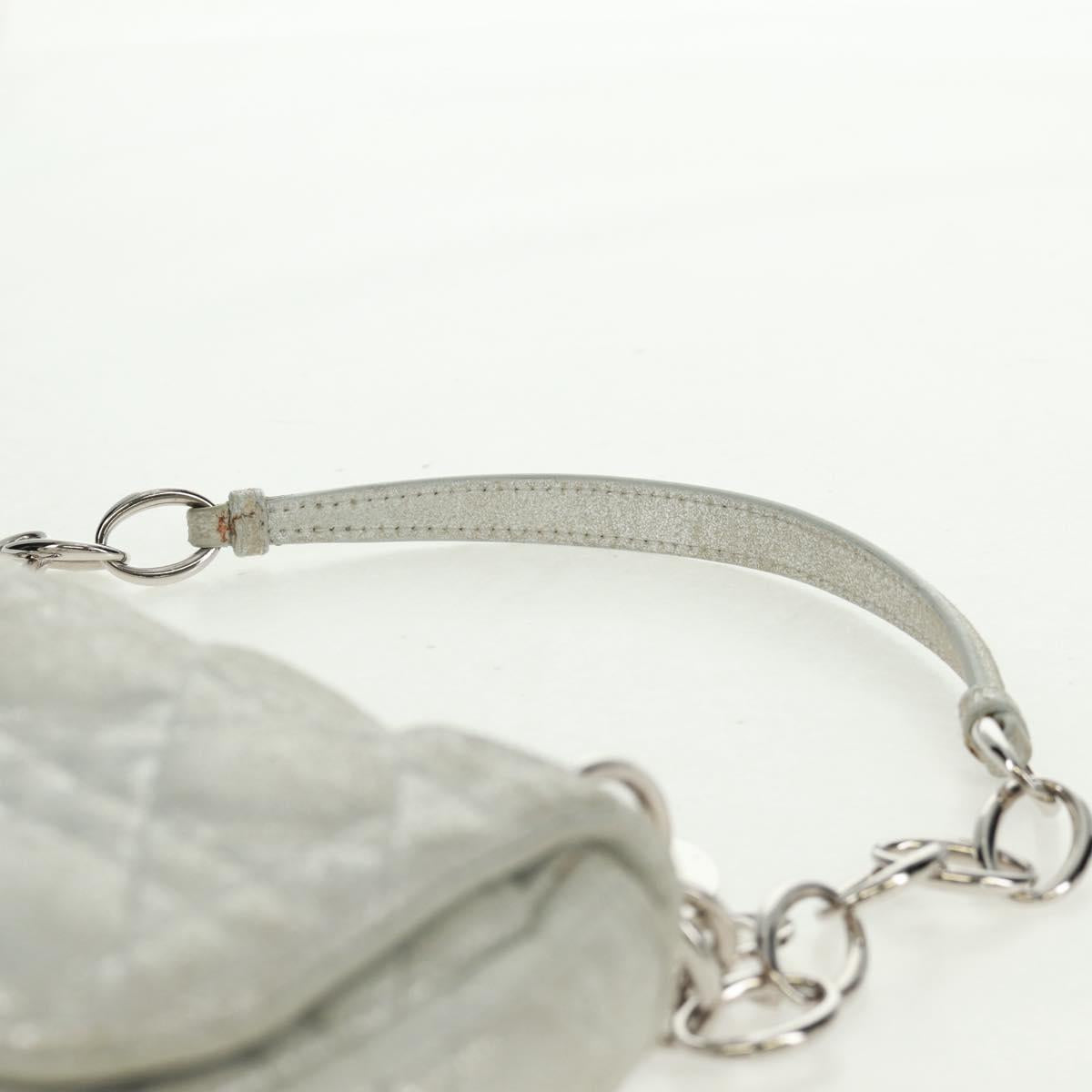 Christian Dior Canage Chain Shoulder Bag Suede Silver Auth 165547V
