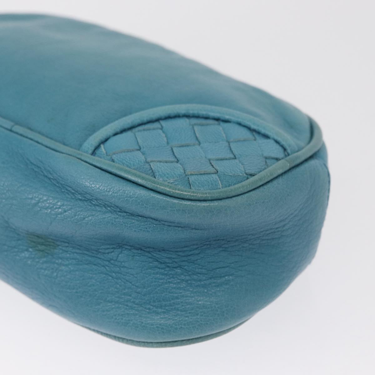 BOTTEGA VENETA INTRECCIATO Pouch Leather Blue 142001 Auth 165548