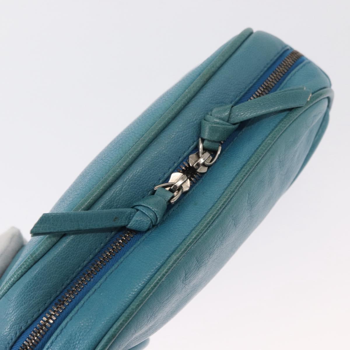 BOTTEGA VENETA INTRECCIATO Pouch Leather Blue 142001 Auth 165548