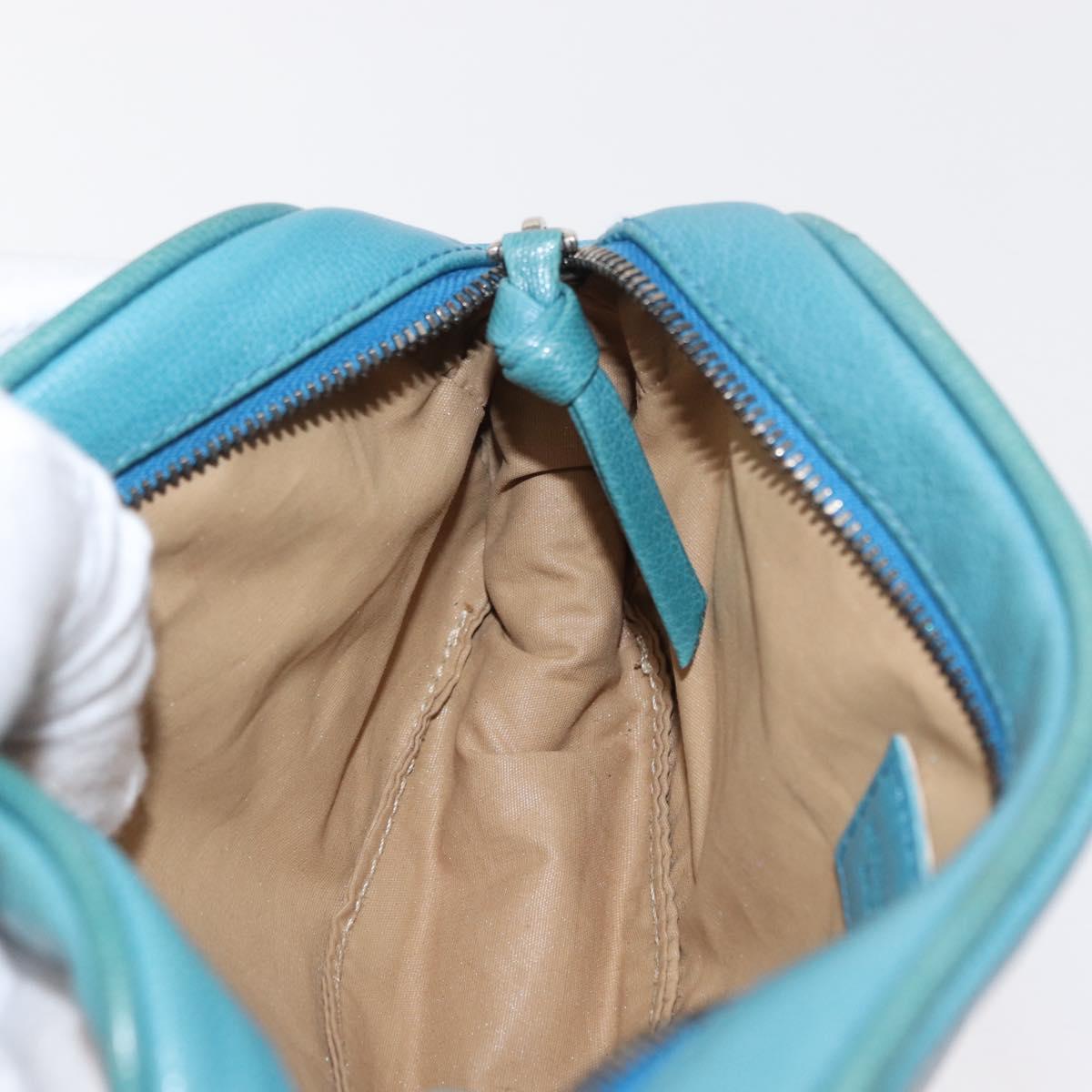 BOTTEGA VENETA INTRECCIATO Pouch Leather Blue 142001 Auth 165548